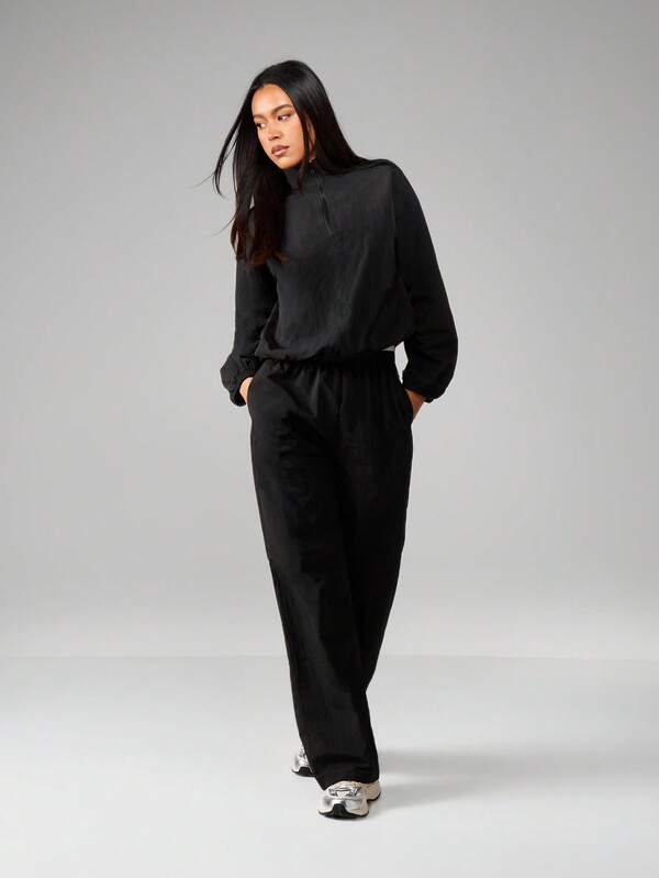 MISSGUIDED Half Zip Pullover With Elastic Cuffs