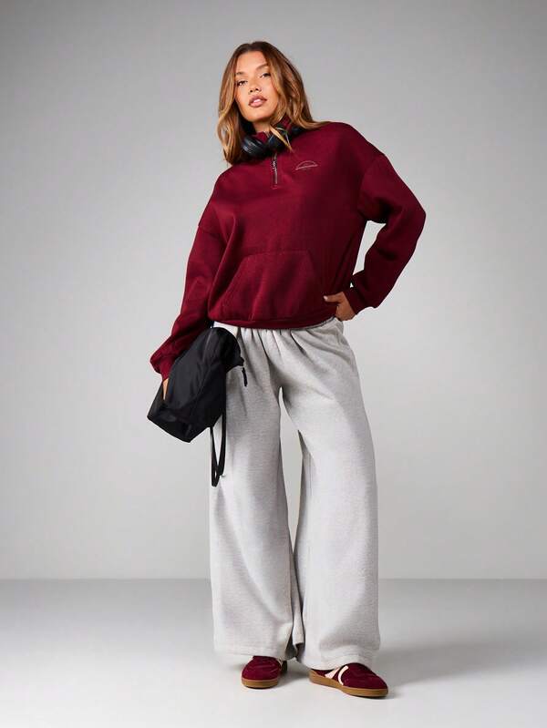 MISSGUIDED Half Zip Sweatshirt With Centre Pocket