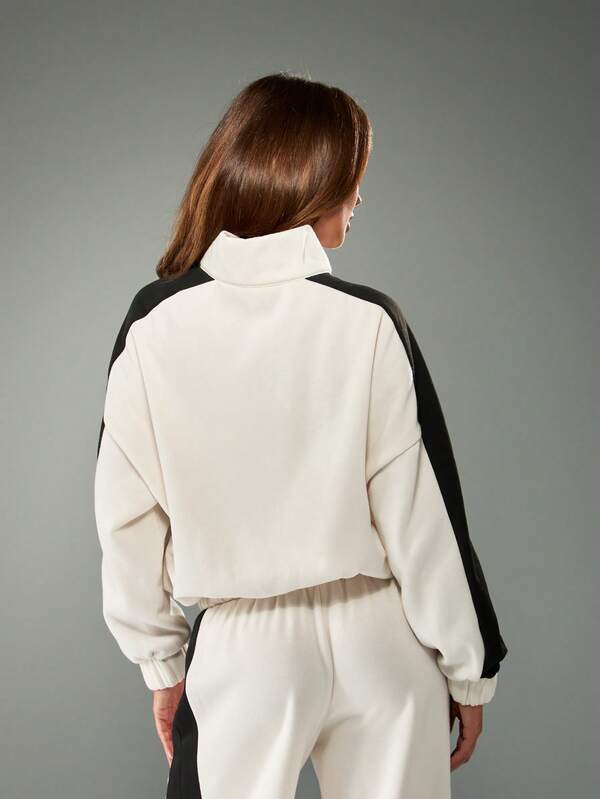 MISSGUIDED Half Zip Sweatshirt With Side Stripes