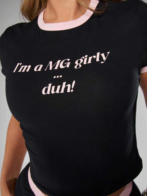 MISSGUIDED Halloween Cropped Slogan Baby Tee With Matching Hot Pants