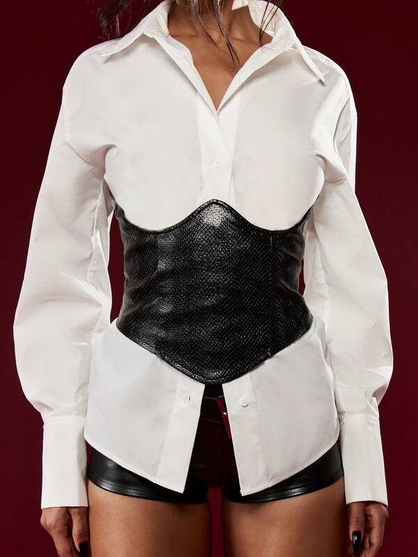 MISSGUIDED Halloween Lace-Up Corset With Button Shirt
