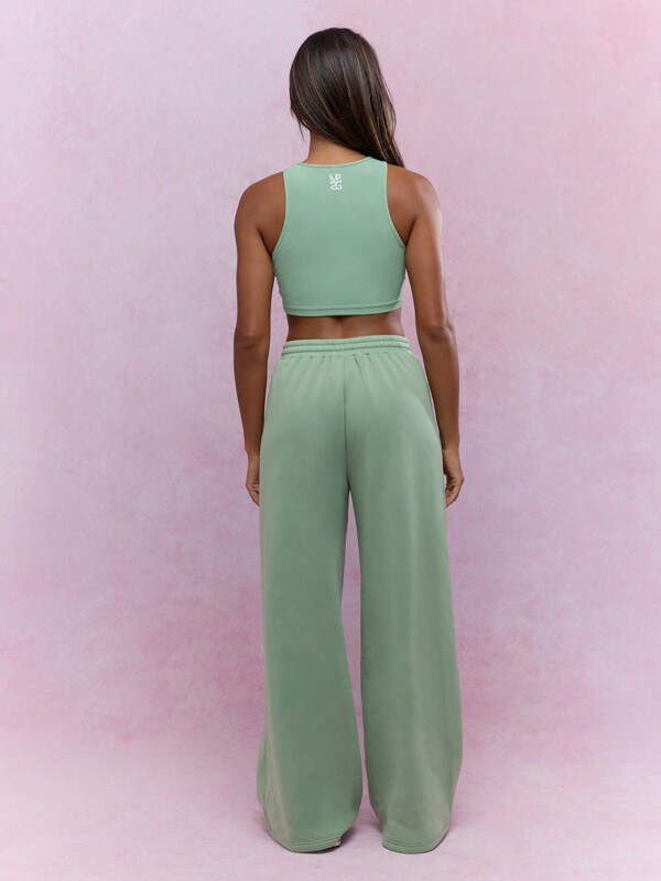 MISSGUIDED Halter Crop Top And Wide Leg Sweatpants Set