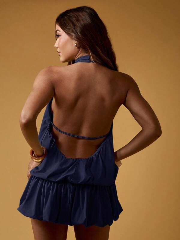 MISSGUIDED Halter Neck Backless Mini Dress With Bubble Hem