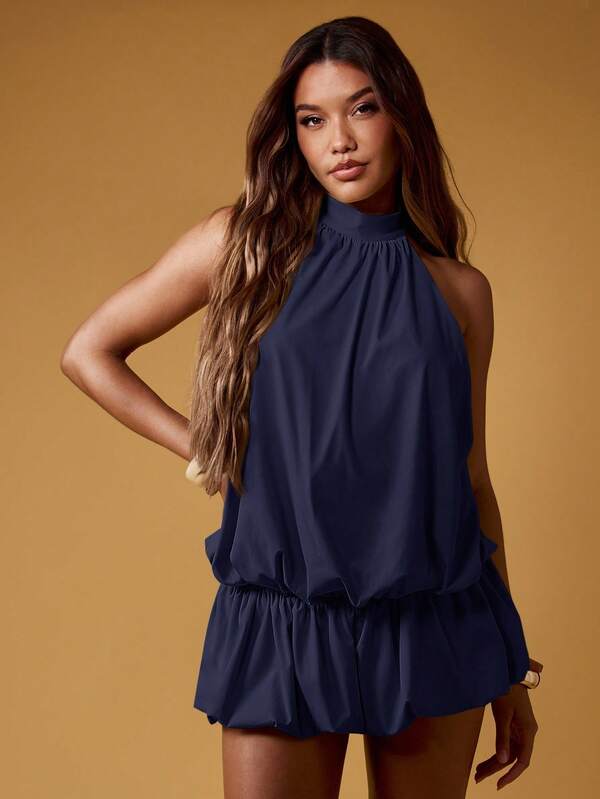 MISSGUIDED Halter Neck Backless Mini Dress With Bubble Hem