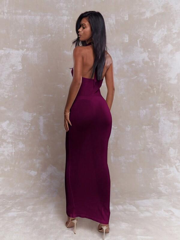 MISSGUIDED Halter Neck Cutout Maxi Dress With Backless Design
