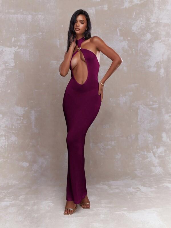 MISSGUIDED Halter Neck Cutout Maxi Dress With Backless Design