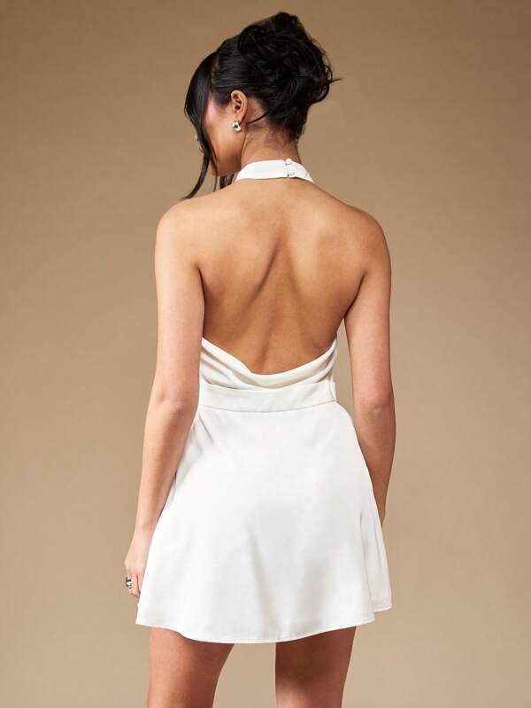 MISSGUIDED Halter Polo Neck Mini Dress With Bow Detail Cute Sundress
