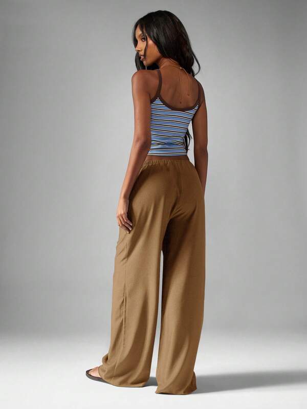 MISSGUIDED Hammered Satin Palazzo Pants With Drawstring Waist