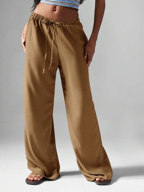 MISSGUIDED Hammered Satin Palazzo Pants With Drawstring Waist