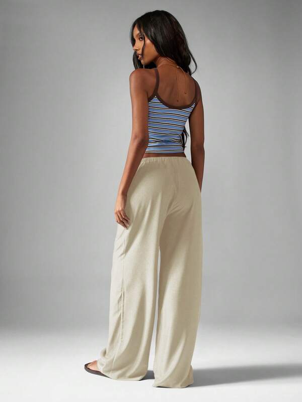 MISSGUIDED Hammered Satin Straight Leg Drawstring Pants