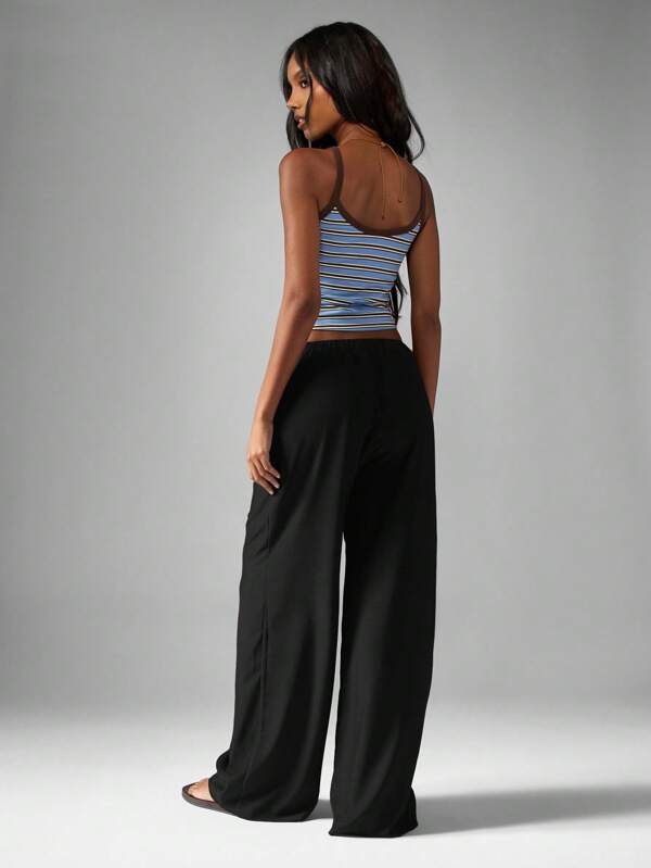MISSGUIDED Hammered Satin Wide Leg Pants With Drawstring Waist