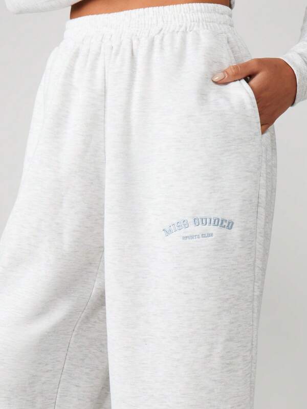 MISSGUIDED Heathered Cuffed Joggers With Drawstring