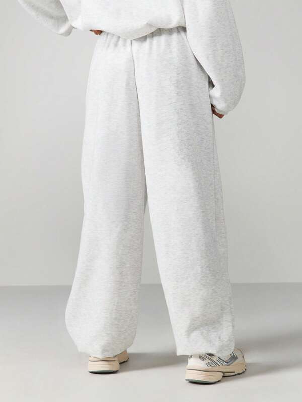 MISSGUIDED Heathered Drawstring Joggers With Cuffed Ankles