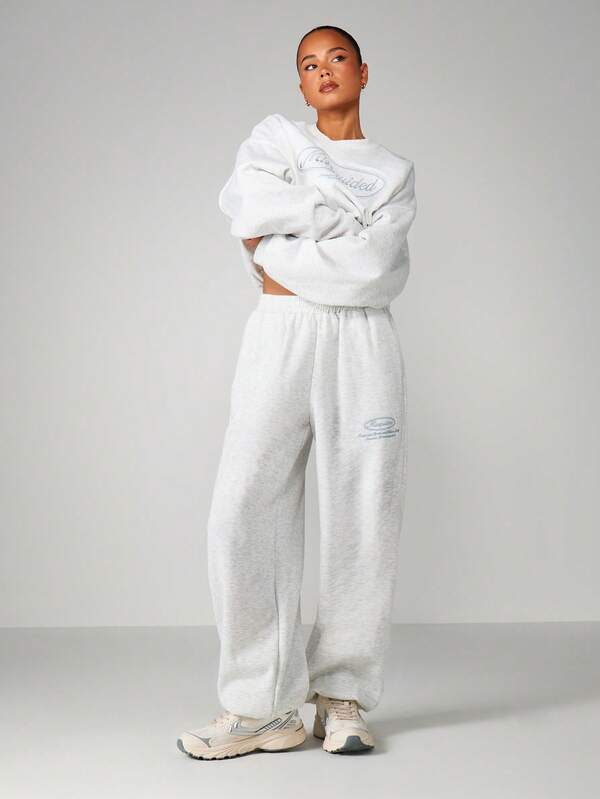 MISSGUIDED Heathered Drawstring Joggers With Cuffed Ankles