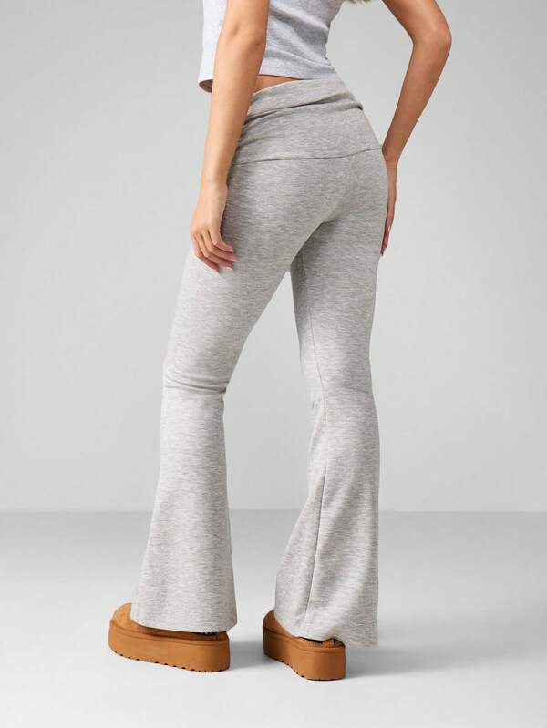 MISSGUIDED Heathered Flare Leg Lounge Pants