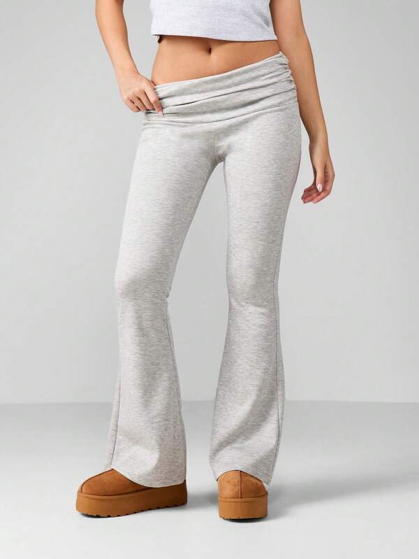 MISSGUIDED Heathered Flare Leg Lounge Pants