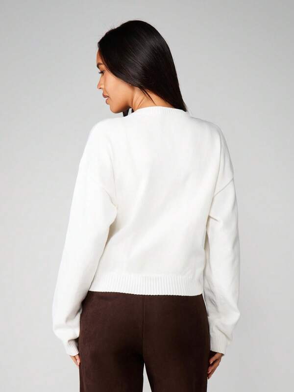 MISSGUIDED Henley Button Front Knit Sweater