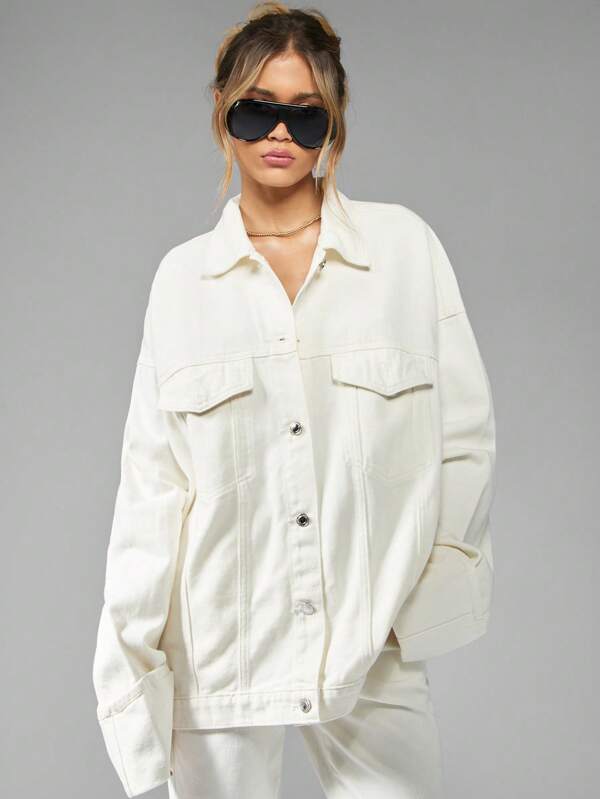 MISSGUIDED High Fashion Utility Oversized Trucker Denim Jacket