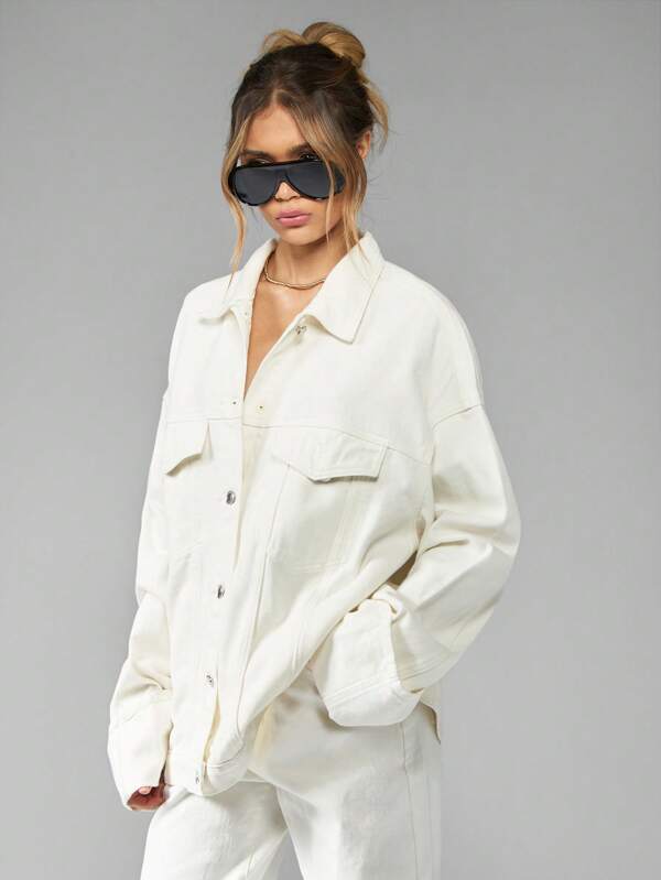 MISSGUIDED High Fashion Utility Oversized Trucker Denim Jacket