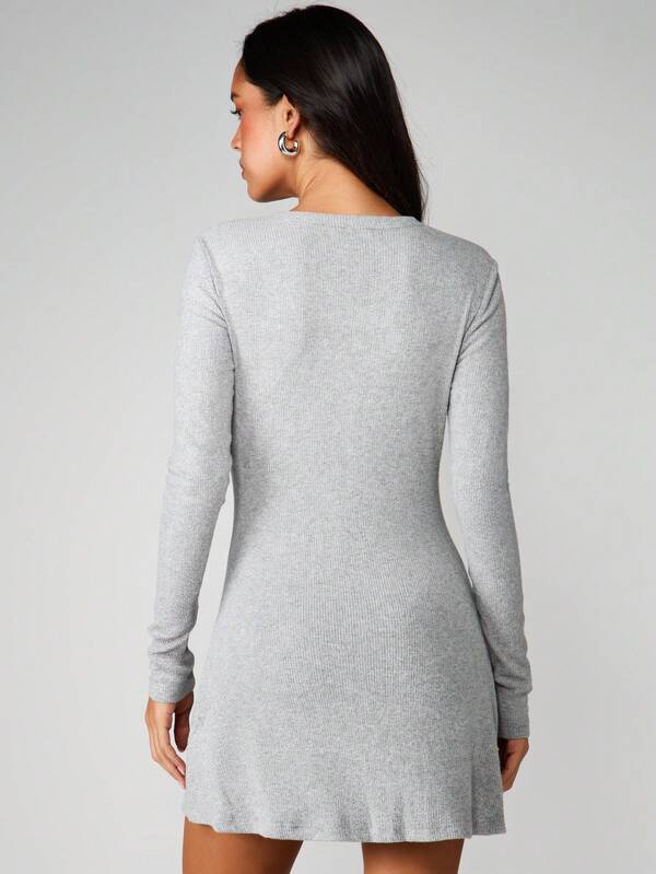MISSGUIDED High Neck Button Through Mini Dress