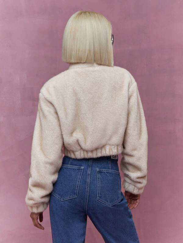 MISSGUIDED High Neck Gathered Waist Long Sleeves Crop Coat Winter Wear