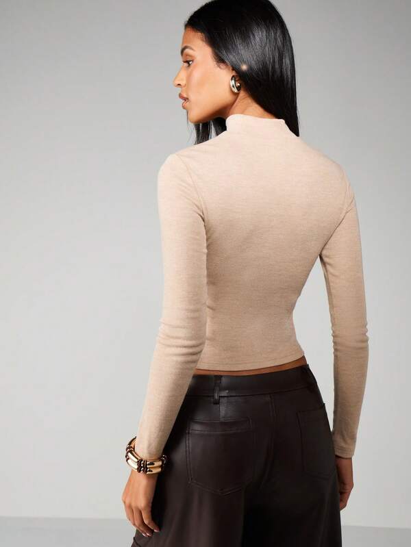 MISSGUIDED High Neck Ribbed Knit Crop Top