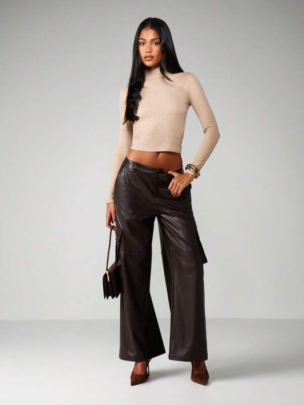 MISSGUIDED High Neck Ribbed Knit Crop Top