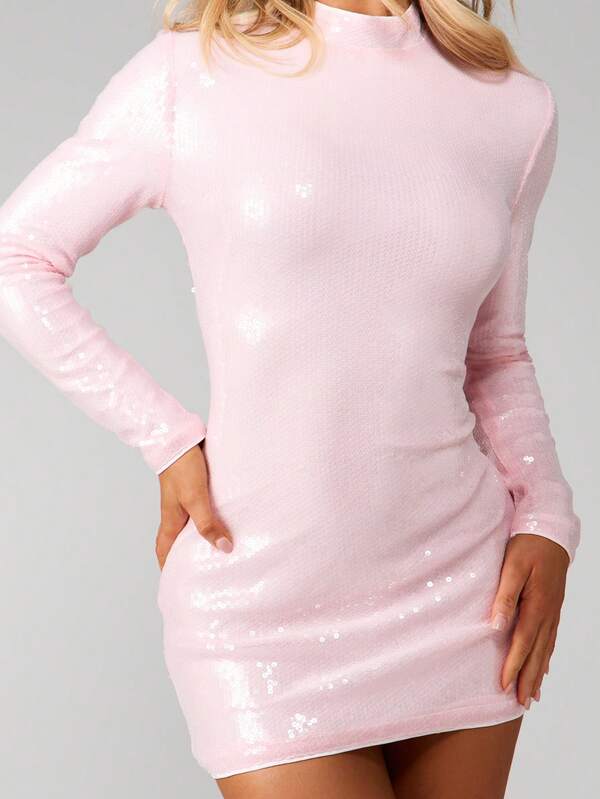 MISSGUIDED High Neck Sequin Bodycon Mini Dress