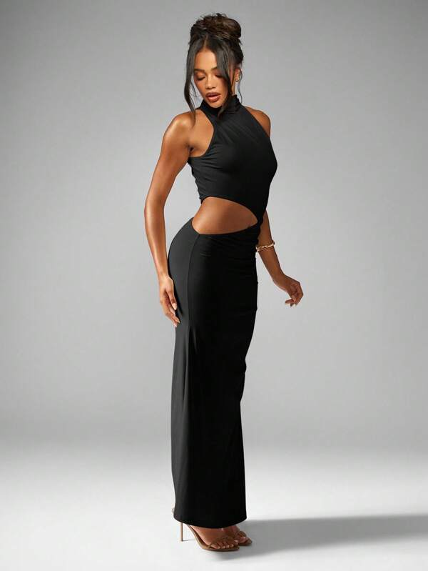 MISSGUIDED High Neck Sleeveless Maxi Dress With Cut Out