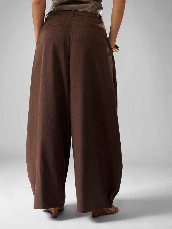 MISSGUIDED High Rise Balloon Pleated Wide Leg Pants