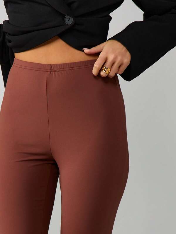 MISSGUIDED High Rise Capri Pants With Lace Hem