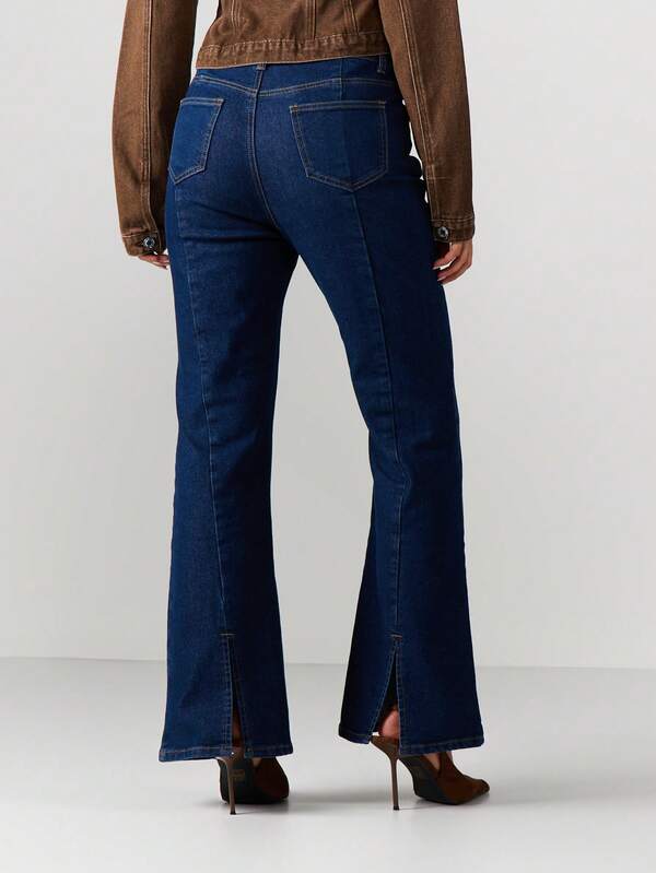 MISSGUIDED High Rise Flare Jeans With Split Hem