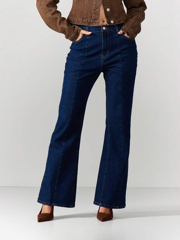 MISSGUIDED High Rise Flare Jeans With Split Hem