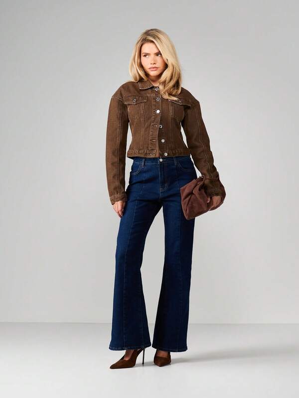MISSGUIDED High Rise Flare Jeans With Split Hem