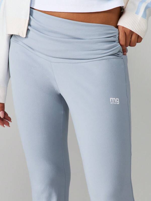 MISSGUIDED High Rise Flare Leggings With Rolled Waistband