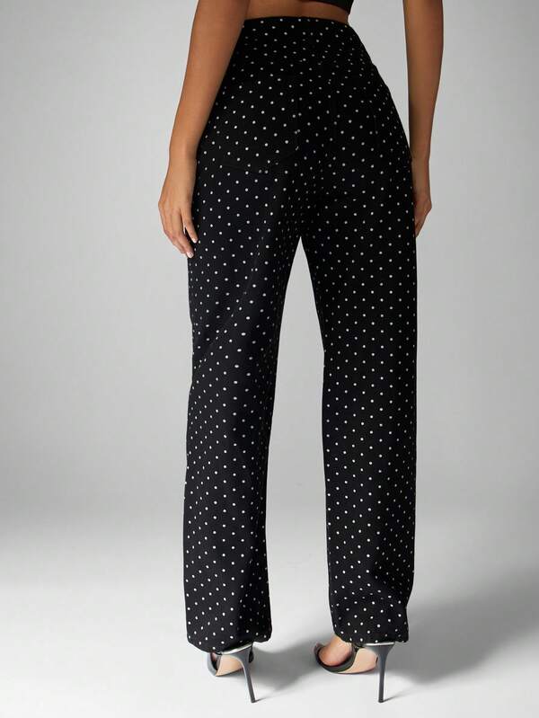 MISSGUIDED High Rise Polka Dot Wide Leg Jeans