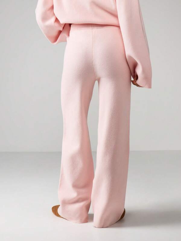 MISSGUIDED High Rise Ribbed Knit Pants With Button Detail