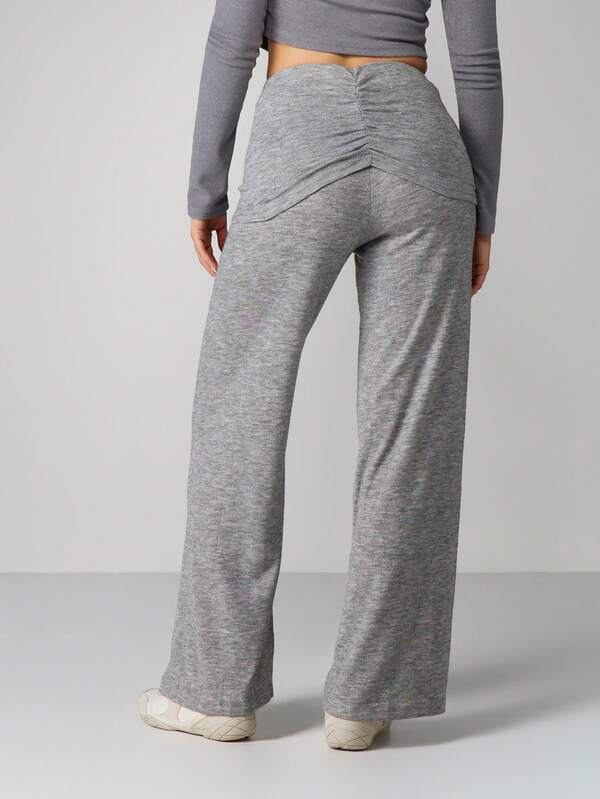 MISSGUIDED High Rise Ruched Wide Leg Pants