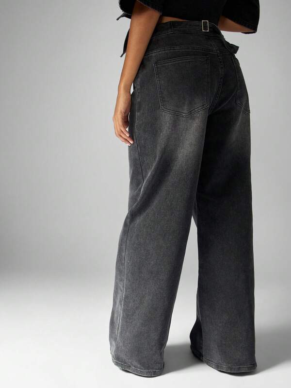 MISSGUIDED High Rise Wide Leg Flared Denim Jeans