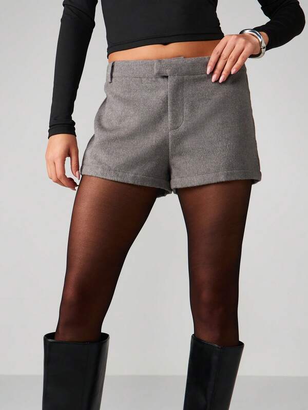 MISSGUIDED High Rise Wool Blend Mini Shorts