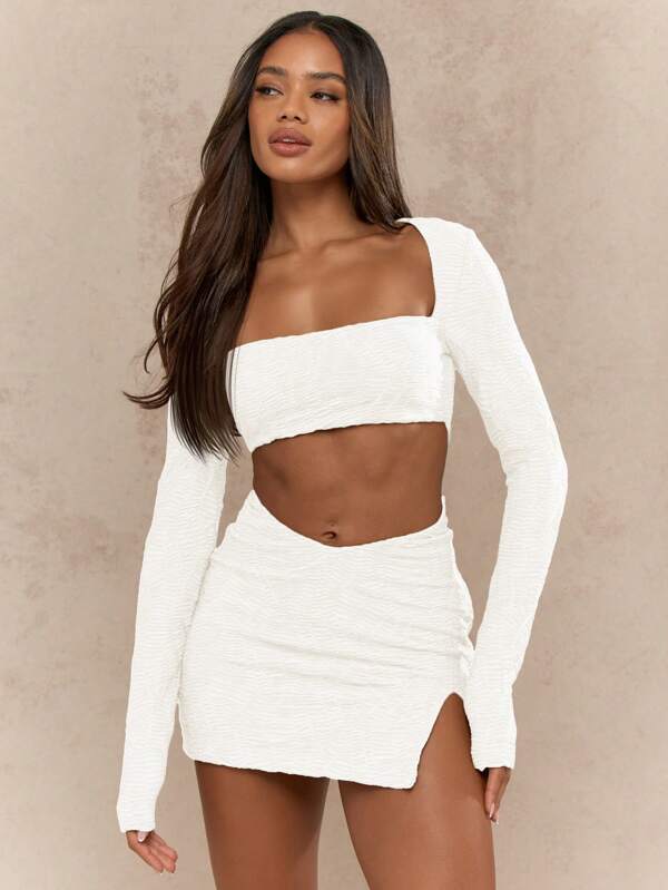 MISSGUIDED High Square Neckline Cut Out Ruched Details Mini Dress