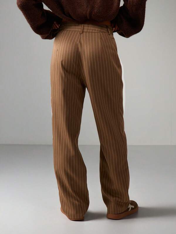 MISSGUIDED High Waist Pinstripe Wide Leg Trousers