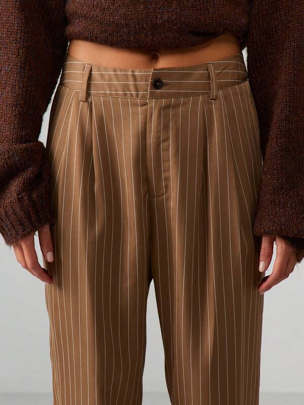 MISSGUIDED High Waist Pinstripe Wide Leg Trousers