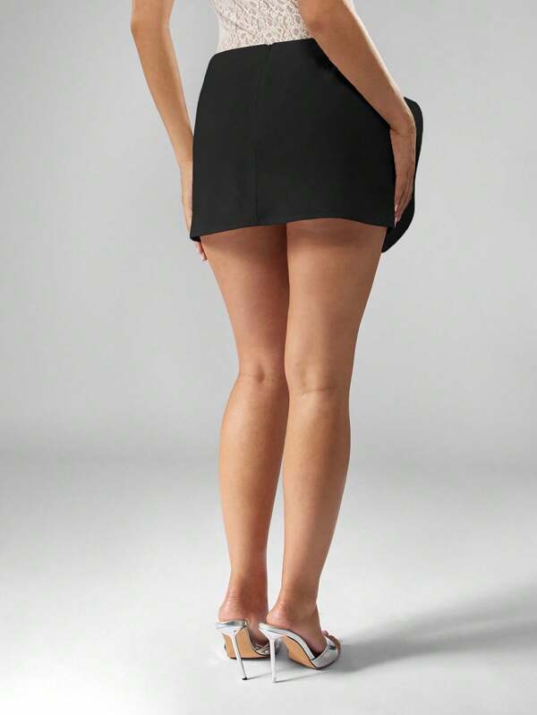 MISSGUIDED High Waist Ruffled Rose Mini Skirt