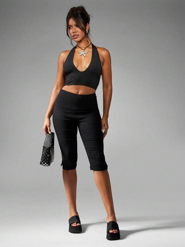 MISSGUIDED High-Waisted Athletic Training Pants Split Detail
