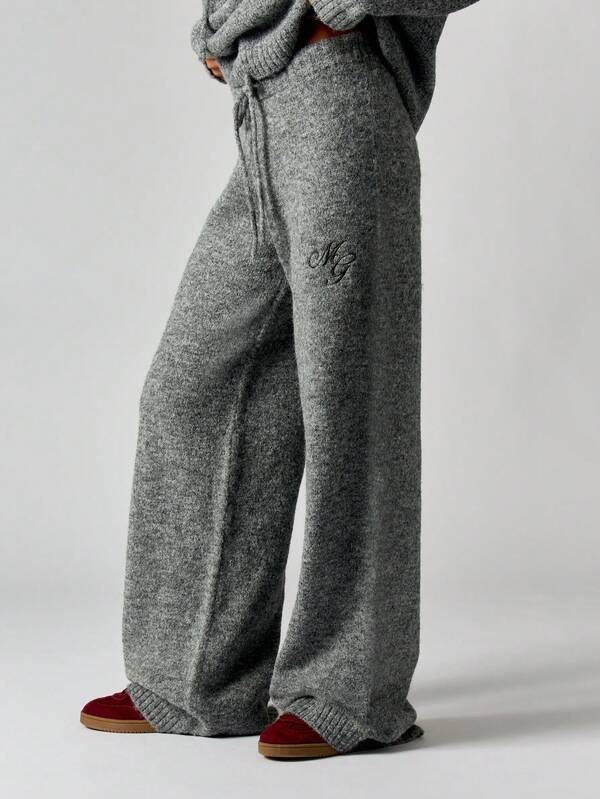 MISSGUIDED High Waisted Knitted Sweater Pants With Logo