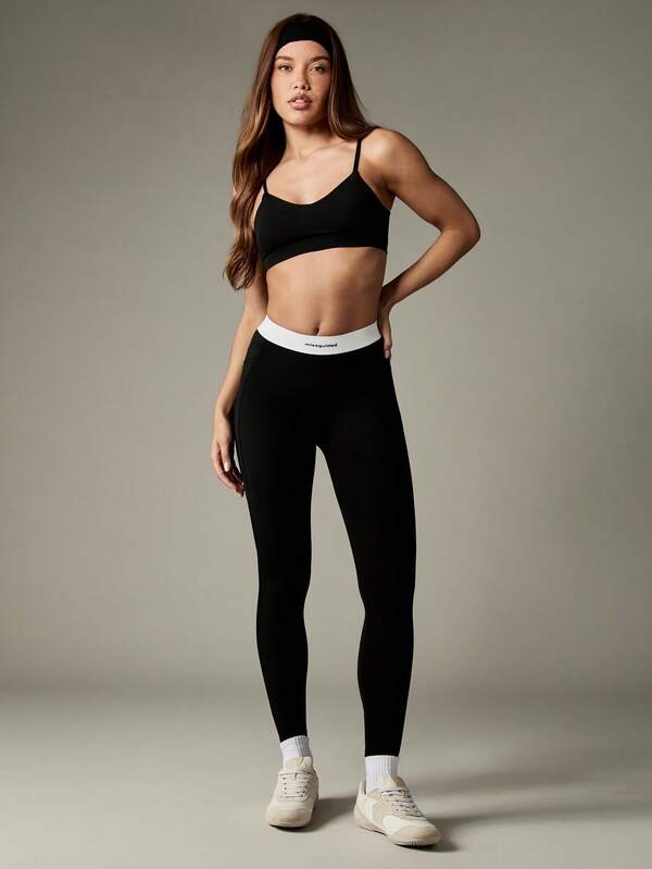 MISSGUIDED High Waisted Leggings With Branded Elastic Waistband