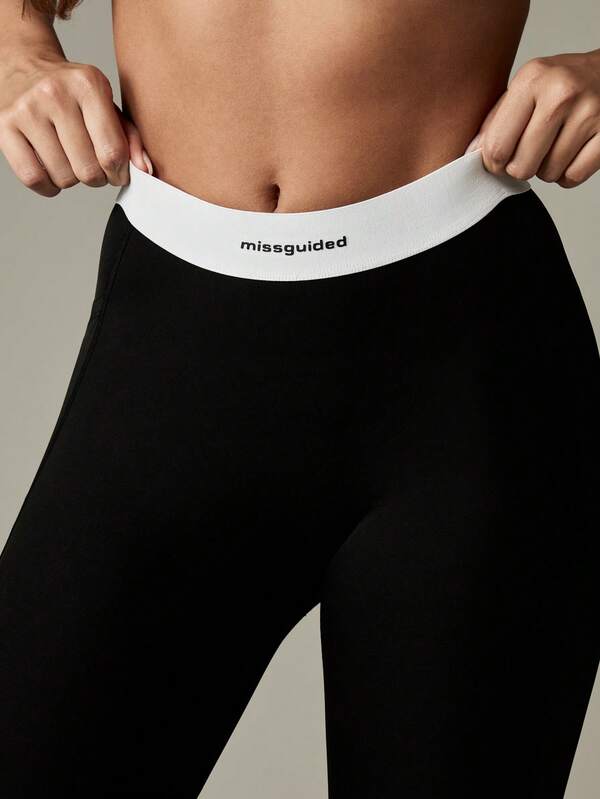 MISSGUIDED High Waisted Leggings With Branded Elastic Waistband