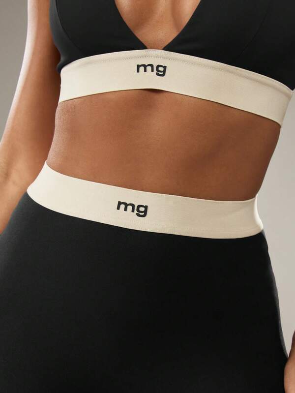 MISSGUIDED High Waisted Leggings With Branded Waistband