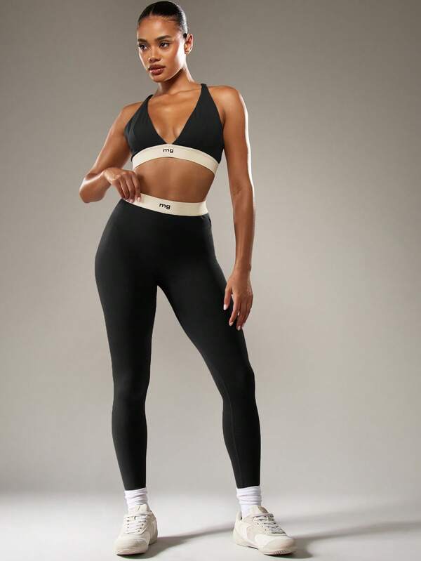MISSGUIDED High Waisted Leggings With Branded Waistband